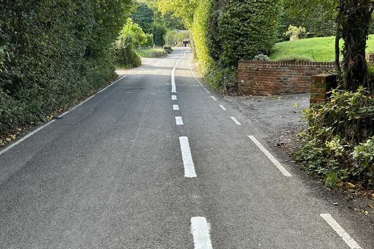 New road markings in Beech, November 2024.