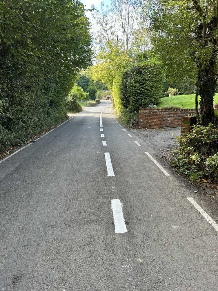 New road markings in Beech, November 2024.