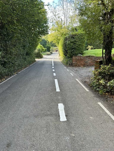 New road markings in Beech, November 2024.