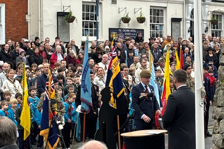 The Remembrance Service at The Cairn war memorial in Alton High Street, November 10th 2024.