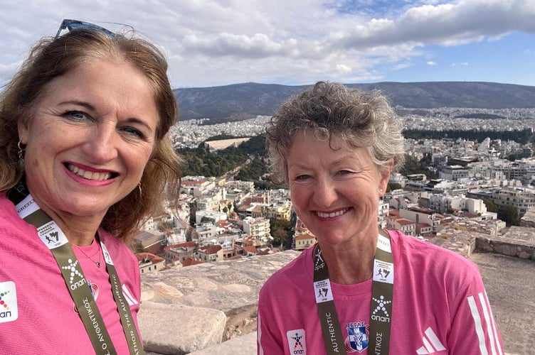 Billy McCulloch and Linda Tyler after the Athens marathon