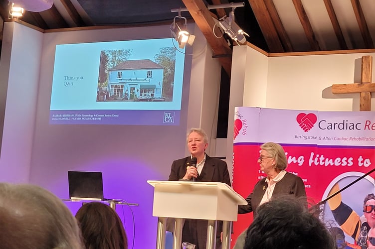 Kay Linnell and Barbara Jeremiah, Cardiac Rehab Annual Lecture, Alton Maltings Centre, December 2024.