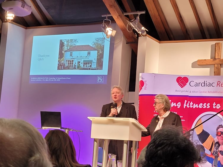 Kay Linnell and Barbara Jeremiah, Cardiac Rehab Annual Lecture, Alton Maltings Centre, December 2024.