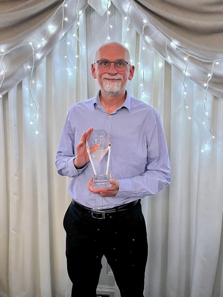 Philip Scrase with his Life Member Trophy