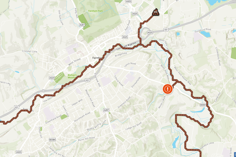 Sewage being released into The River Wey at Farnham Park and Bourne Stream