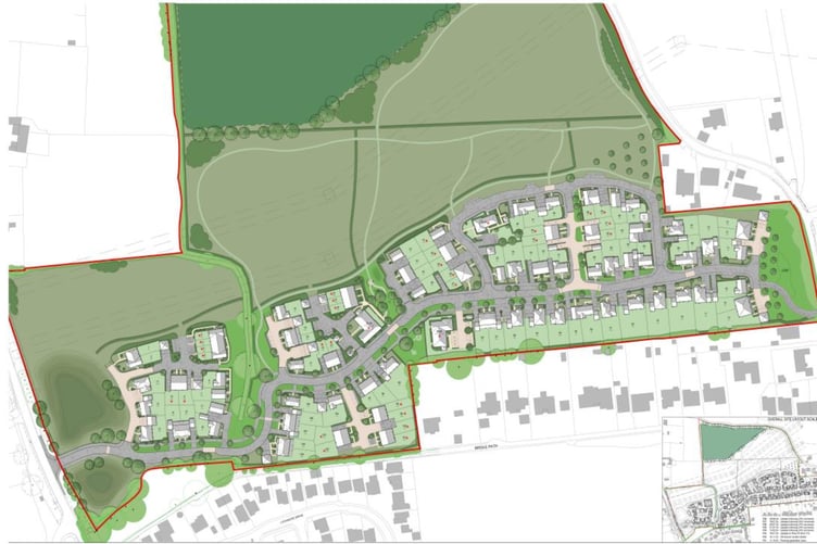 Horndean 109 houses development, proposed site layout plan