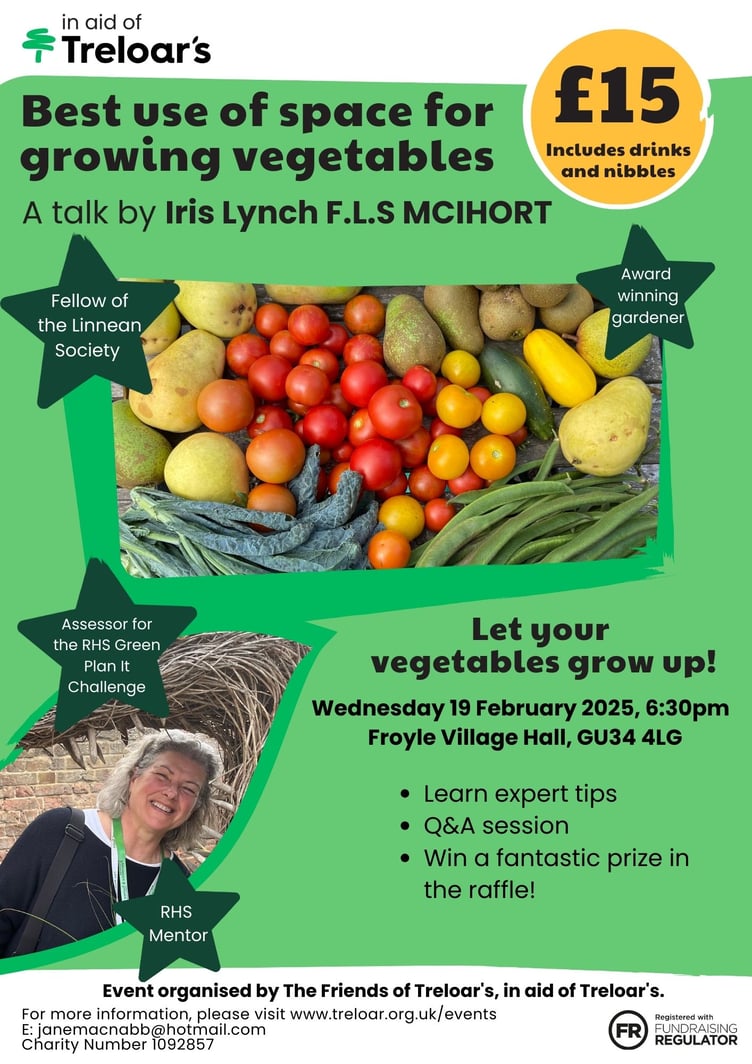 Iris Lynch gardening event poster.