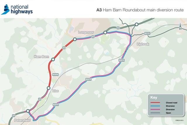 Weather forecast prompts change to A3 Ham Barn Roundabout schedule