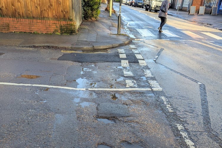 Potholes on the Ridgway in Farnham.