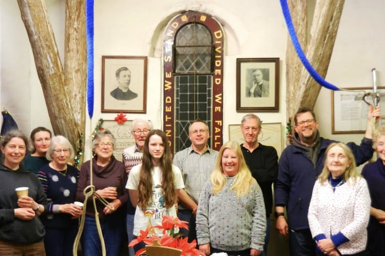 St Peter's Bellringers, Petersfield. L to R: Fiona, Alice, Christine, Jacqueline, John, Katherine, Duncan, Rebecca, Brian, Nick, Caroline, Mary.
Picture taken by Erin who also rang.
