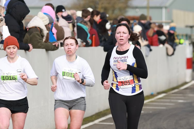 Niamh O’Hagan nears the finish line at the Goodwood 5km race