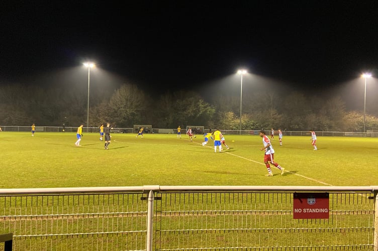 Action from Badshot Lea's Isthmian League South Central Division match against Kingstonian
