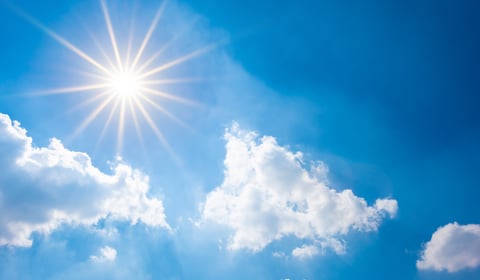 Sunny with clear skies today and a chance of rain tomorrow