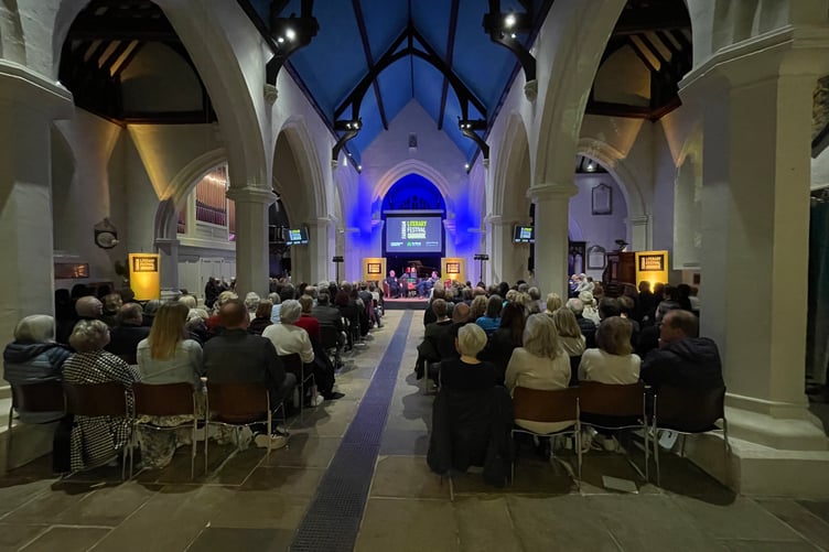 The Rev Richard Coles speaks at the Farnham Literary Festival event at St Andrew's Church.