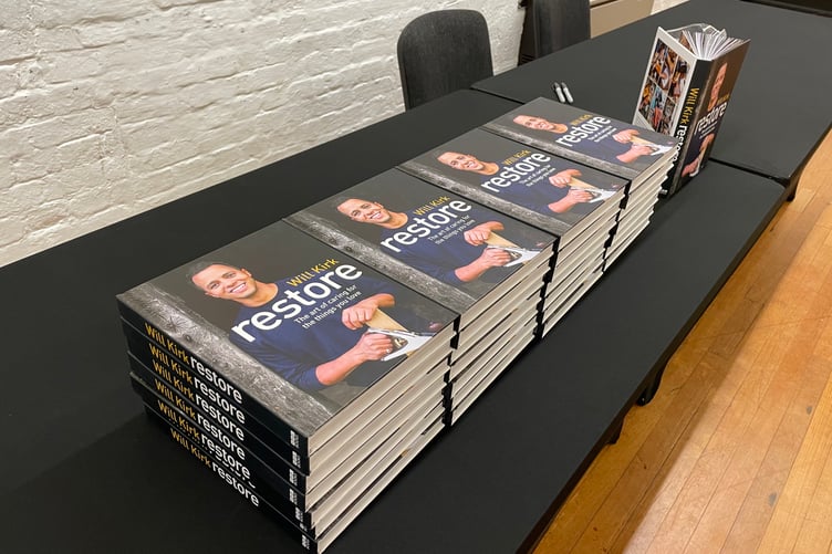 Will Kirk's bestselling book Restore, on display at Farnham Literary Festival 2025.