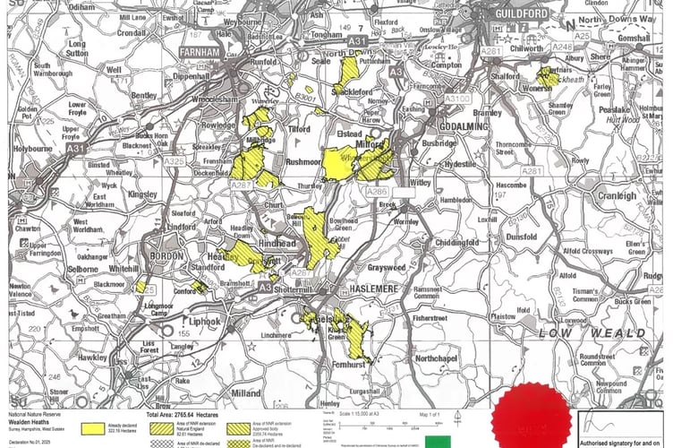 Yellow shaded areas depict land which will be included in the new National Nature Reserve, which accounts for nearly 3,000 hectares of green space (Image: Natural England)