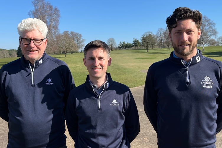 Nick Woad, Ben Beagley and Luke Bone at Farnham Golf Club