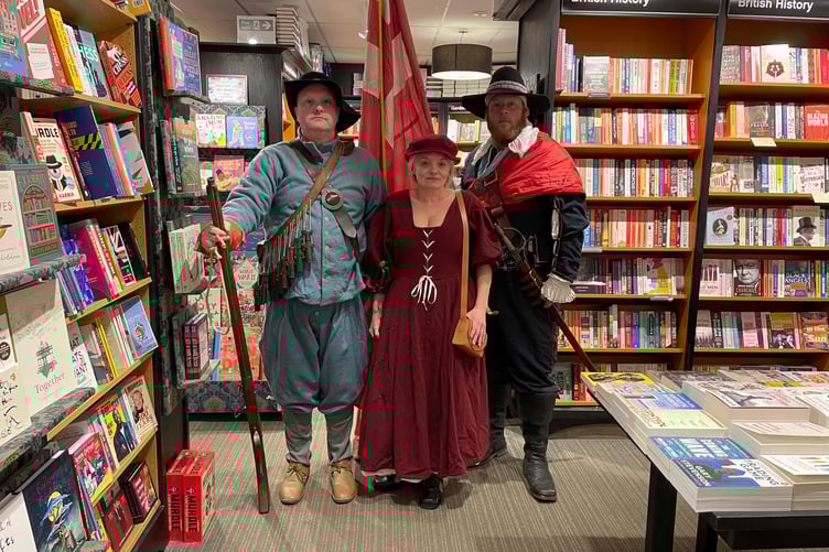 English Civil War re-enactors Michael Barnes, Samantha Barnes and Phil Davies of the Lord Hoptons Regiment.