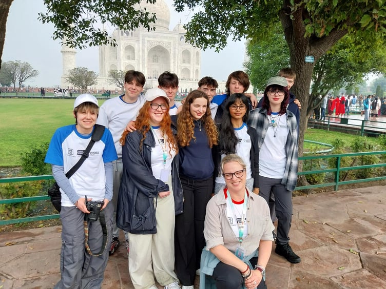 Alton College students at the Taj Mahal in India.