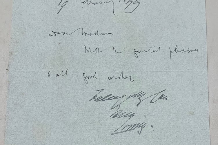 The letter signed by Bram Stoker just years after Dracula was published