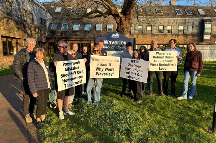 Angry homeowners protest outside Waverley Borough Council.