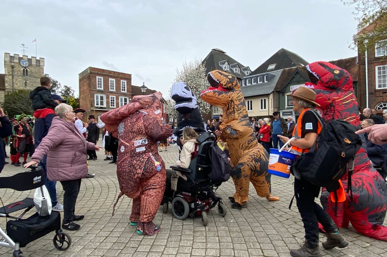 Dinosaur MND walk stopover in Petersfield.