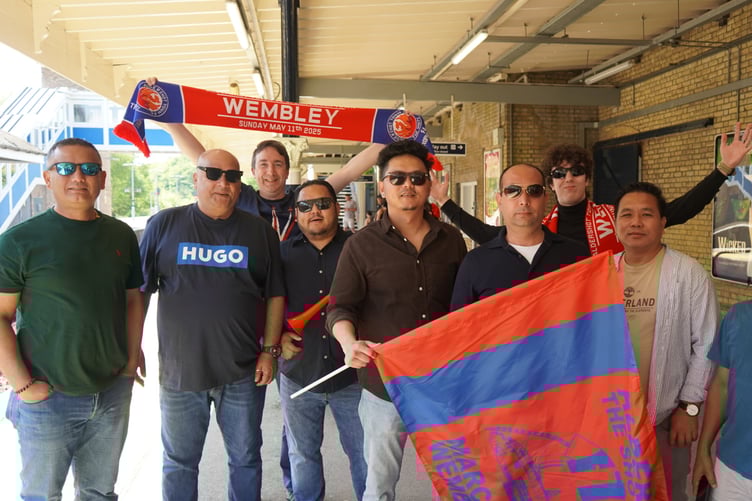 Aldershot Fans at Aldershot Train Station