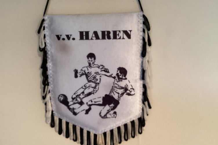 The pennant marking Farnham's match with Haren.
