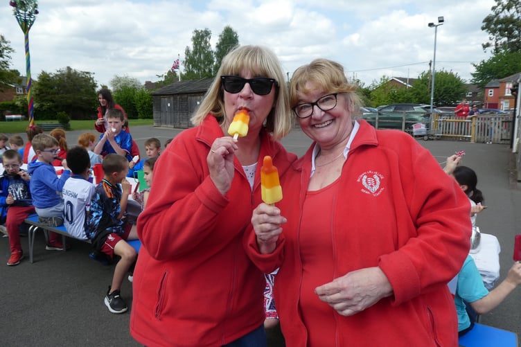 Teachers having an n-ice time at Badshot Lea Village Infant School's VE Day 80 party.