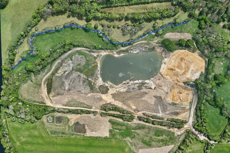 Aerial image of the Frith End quarry in Grooms Farm Lane, near Bordon in May 2025.