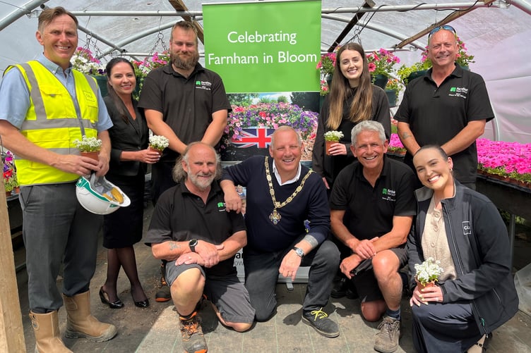 The Cala Homes team being given a tour of the Farnham in Bloom facilities.