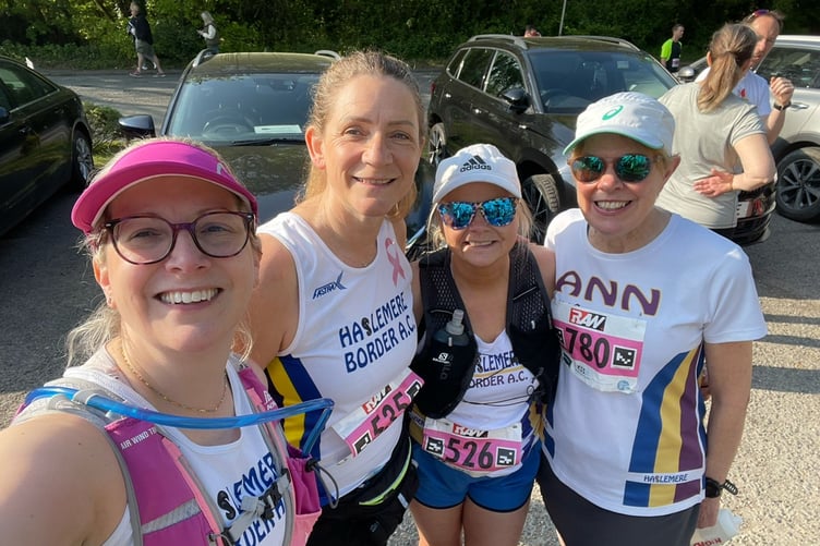 Annalisa, Lorraine, Sarah and Ann at the start of the 10-mile trail run