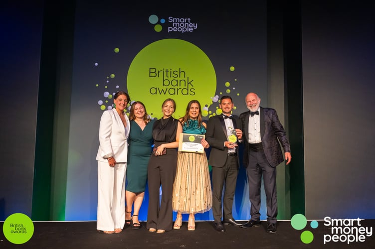 Representatives of the Newbury Building Society celebrate their successes at Smart Money People's British Bank Awards, June 2025.