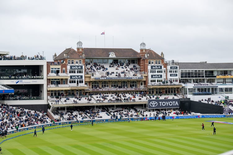 View from Oval Mansions, whoâs residents have access to the balcony overlooking The Oval cricket ground, London, 3rd June 2025 . A flat overlooking The Oval which boasts some of the finest views in English cricket is up for sale for £400,000.The plush properties at Oval Mansions in south London - some of which sell for nearly £1m - are the most coveted in the sporting world due to the building's stunning roof terrace.Tenants are able to invite friends up to watch matches, though limitations are sometimes enforced for the highest-profile games. During the Ashes series between England and Australia, spots on the terrace are so highly sought after that plus ones are limited to just one per flat, with management regularly having to eject those who manage to sneak in.