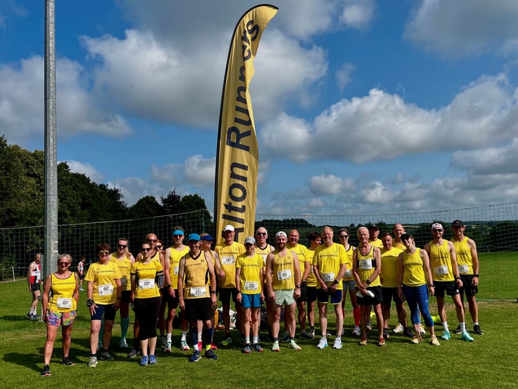 The Alton Runners team for the Rotary 10K Hampshire Road Race League event in Alresford, June 15th 2025.