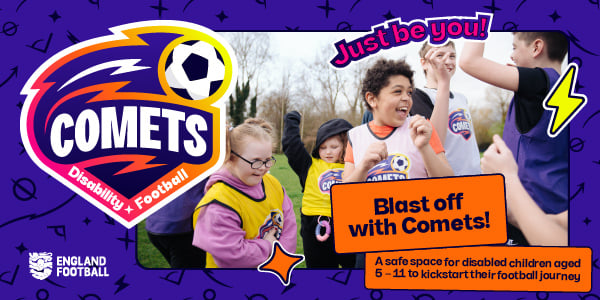 Comets disability football poster, March 28th 2025.