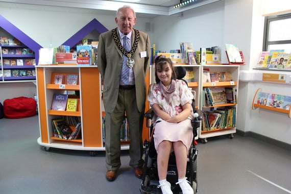Cllr Graham Hill with student governor Is in the library, Bradbury Learning Centre, Treloar's, Holybourne, July 8th 2025.