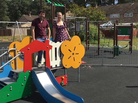 Andy Tree and Catherine Clark, Chase Road playground, Lindford, July 18th 2025.
