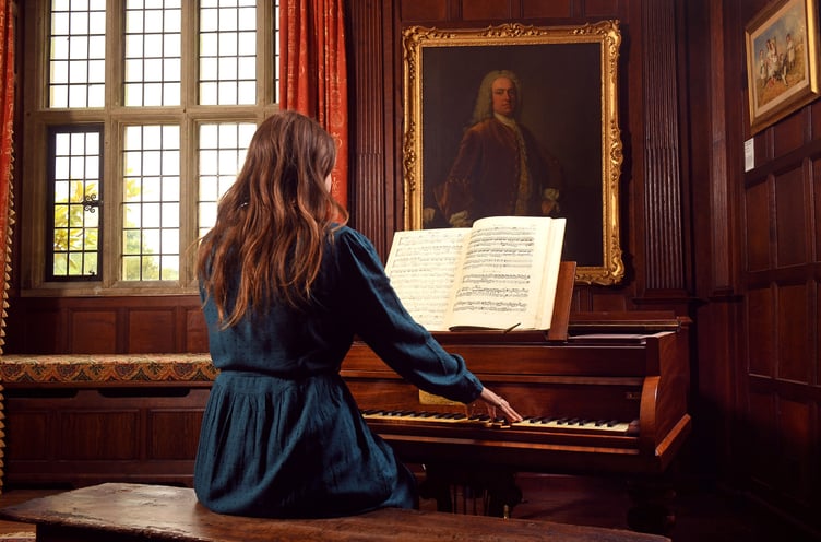 Playing the Austen family music book at Chawton House.