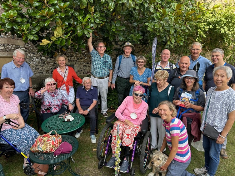 Sally Stoodley celebrates completing her off-road buggy trek, St Cross, Winchester, July 25th 2025.