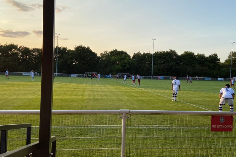 Action from Badshot Lea's Combined Counties Premier Division South match against Corinthian-Casuals