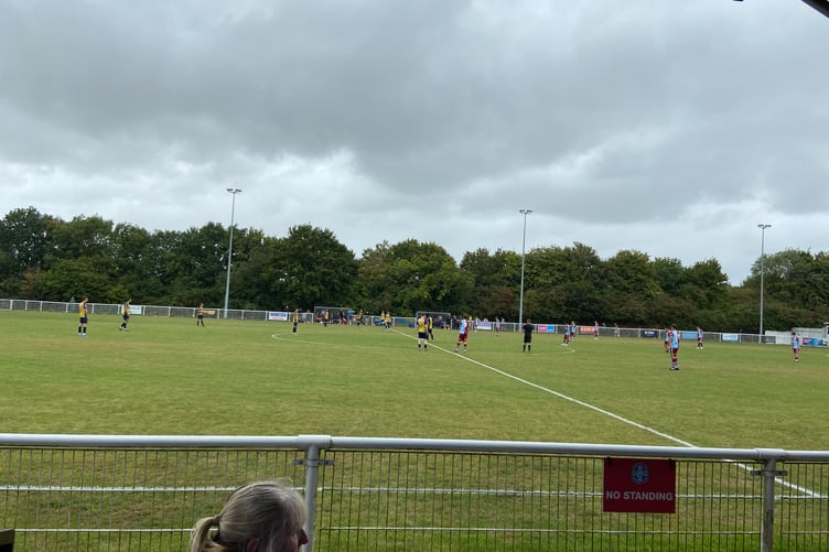 Action from Badshot Lea's Combined Counties Premier Division South match against Eversley & California