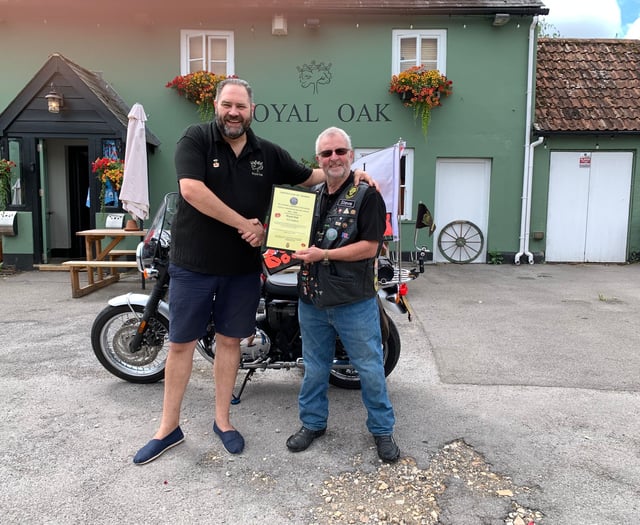 Certificate of thanks for pub owner who helped make convoy a success