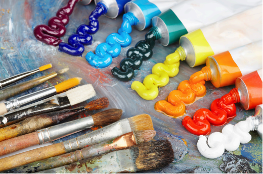 Oil paints and brushes.