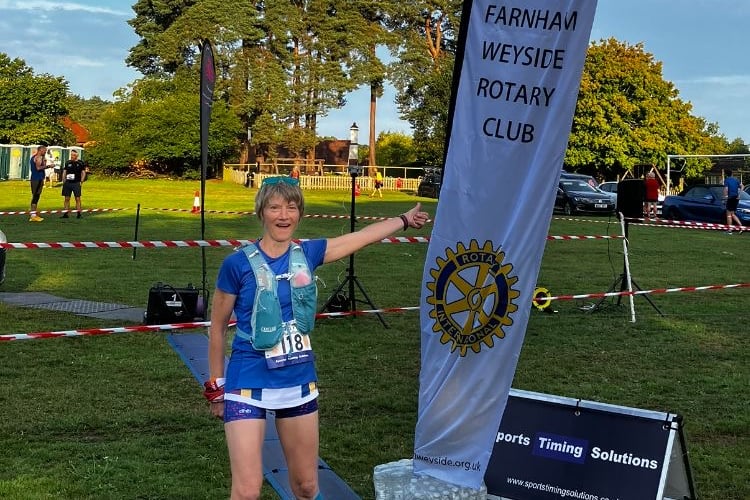 Philomel Bennett ready for the start of the Farnham Pilgrim Marathon