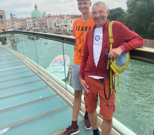 Father and son hungry for more after Venice charity ride raises £5k