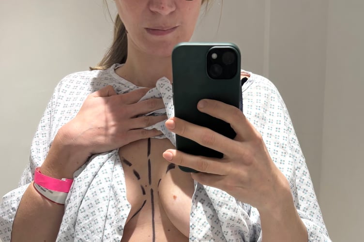 Sophie Disley on the day of her mastectomy