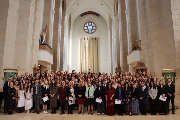 Farnham teacher training hub graduates celebrate at Guildford Cathedral.