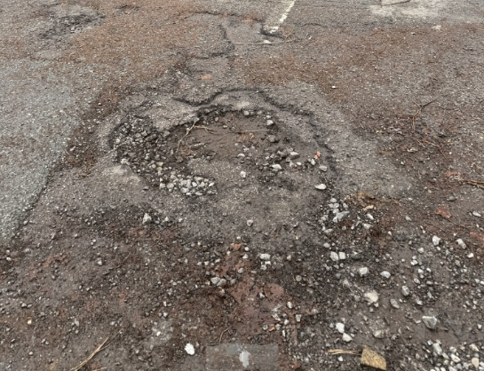 Pothole, Lady Place car park, Alton, October 2025.