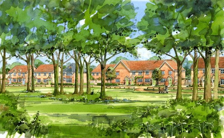 Harrow Estates' vision for 'close to the centre' of its proposed 1,100-home housing estate south-west of Alton, November 12th 2025.